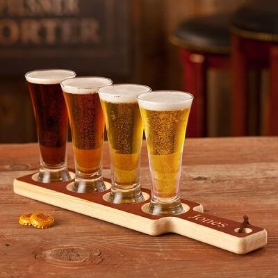 Beer Flight Paddle and Glass Set