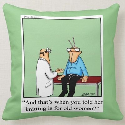 Humorous Knitting Pillow