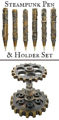 Steampunk Sculptural Ink Transport Pen Collection